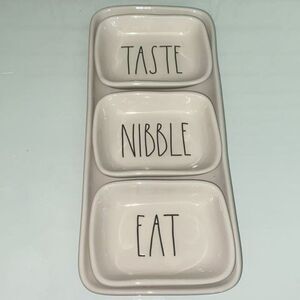 RAE DUNN White Ceramic Taste Nibble Eat Platter & Dish Set of 4